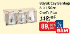CHEF'S PLUS BÜYÜK ÇAY BARDAĞI 6'LI 150 CC